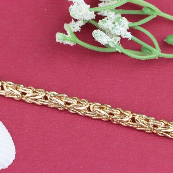 "Elegant Rose Gold Byzantine Chain Bracelet for Women, XPBL1126 - Picture 12 of 13